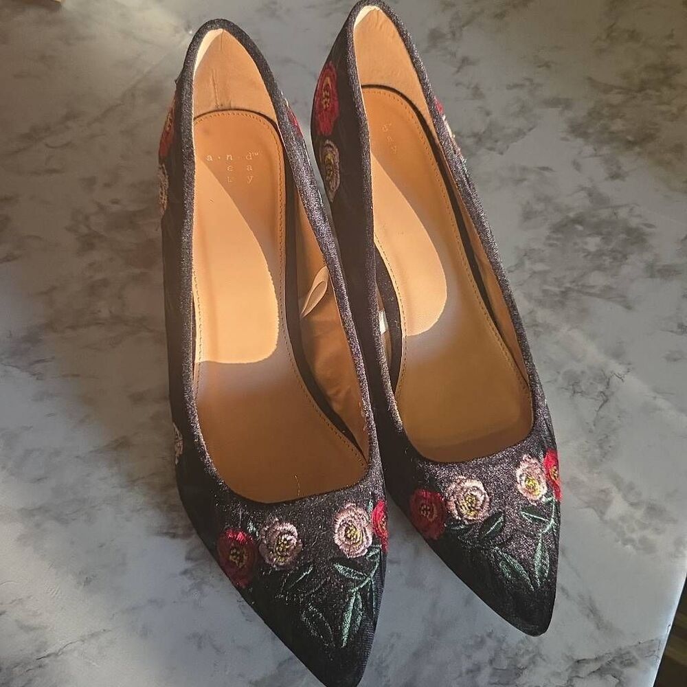 Floral Black High Heels by A New Day